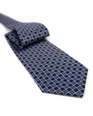 Gridiron Stars And Circles Tie in Dark Blue/Silver/Black