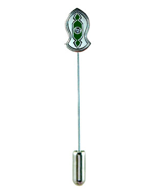 Green Adam Hijab Pin with Gem in Green with Gem