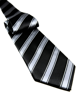 Woven Double Double Stripes Tie in Black/Gray/White