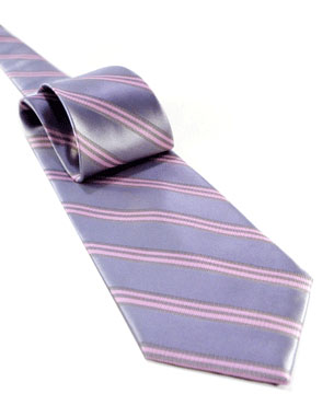 Heavenly Stripes On Solid Tie in Silver/Pink