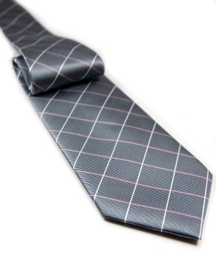 Thin Two Color Crisscross Tie in Gray/Pink/White