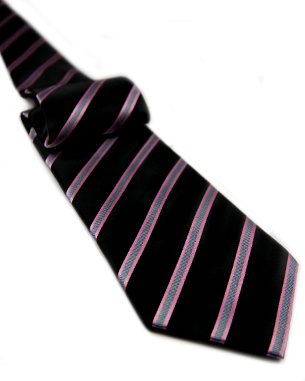 Woven Thin Stripes Tie in Pink/Black/Gray