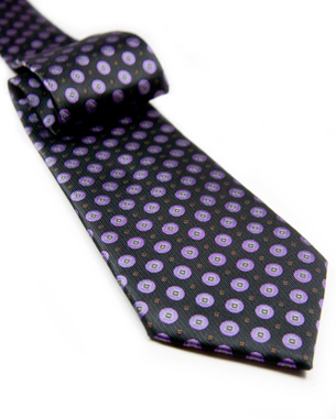 Diamonds In Circles Spotted Tie in Purple/Black/Brown/Gray