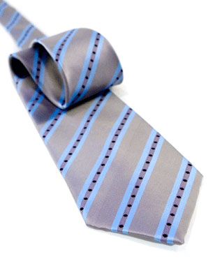Dots On Stripes Tie in Silver/Light Blue/Black
