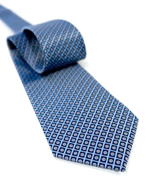 Large Dots In Network Tie in Light Blue/Silver/Navy Blue