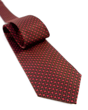 Large Dots In Network Tie in Red/Chocolate Brown/Black
