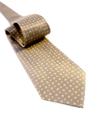 Small Diamonds And Outsized Circles Tie in Silver/Orange