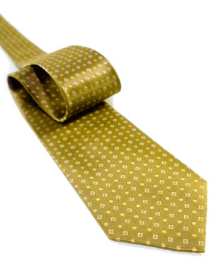 Small Diamonds And Outsized Circles Tie in Green-Olive/Orange