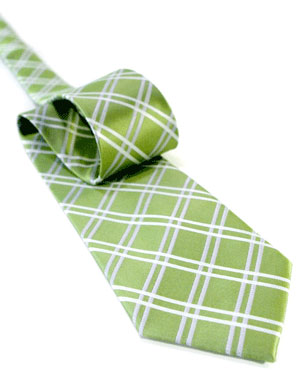 Two Colored Double Crisscross Tie in Light Green/Silver/White