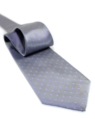 Polka Dot Tie in Silver/Lavender