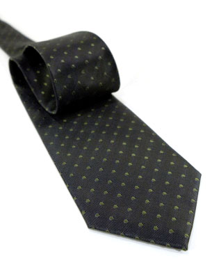 Polka Dots On Solid Tie in Black/Forest Green