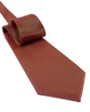 Shepherds Check Tie in Red/Olive