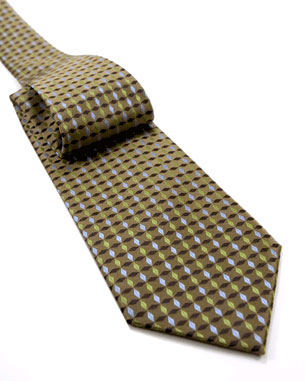 Three Toned Diamonds Tie in Brown-Gold/Chocolate Brown/Light Green/Light Blue