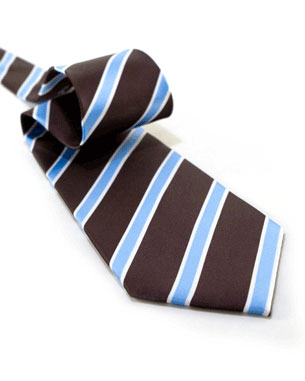 Wide Stripe Tie in Chocolate Brown/Light Blue/White