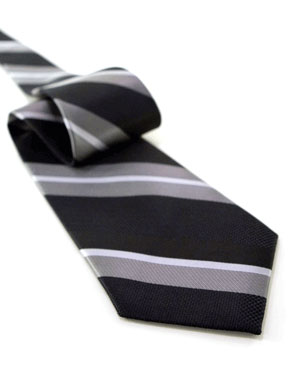 Wide Stripes And Grooved Spaces Tie in Black/Silver