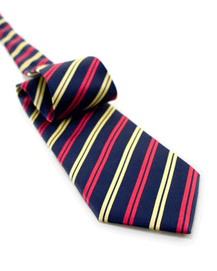 Traditional Two Color Stripes Tie in Navy Blue/Red/Yellow