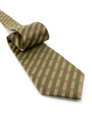 Links On Stripes Tie in Forest Green/Maroon/Green-Brown