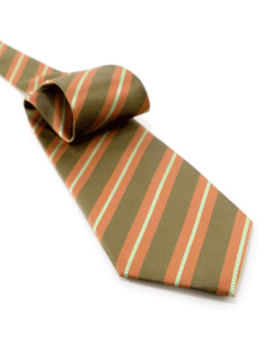 Ridged Line On Stripe Tie in Brown/Rust/Lime Green