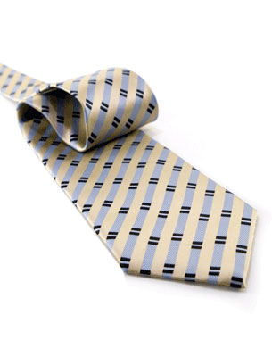 Links On Stripes Tie in Gold/Silver/Black