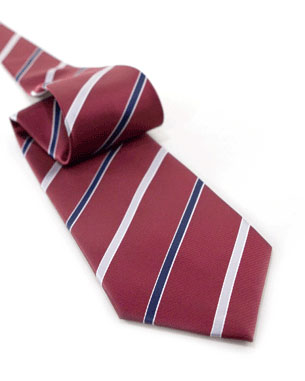 Thin Stripes And Wide Spaces Tie in Maroon/Navy Blue/Silver