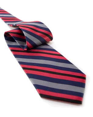 Wide Ridged Stripes Tie in Red/Navy Blue/Gray/Black