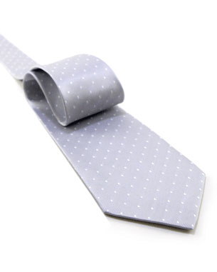 Wide Spread Square Tie in Silver/White