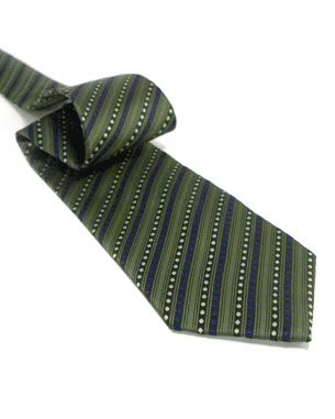 Two Strings Of Dots Tie in Forest Green/Light Green/Navy Blue