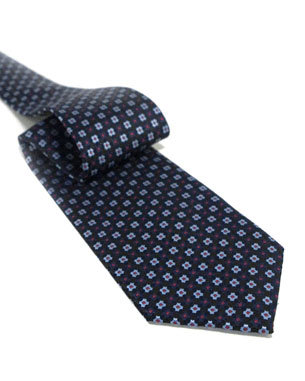 Checkered Pattern Stars And Dots Tie in Black/Navy Blue/Light Blue/Red