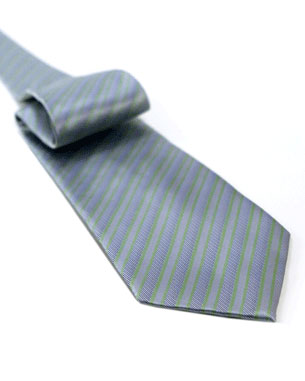 Repetitive Thin Stripes Tie in Gray/ Light Green