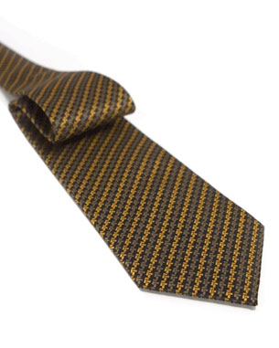 Two Toned Chain Link Tie in Black/Chocolate Brown/Orange