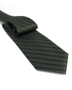 Triple Thin Line Tie in Forest Green/Black