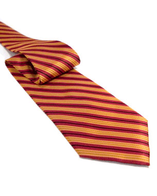 Triple Thin Line Tie in Red/Orange/Black