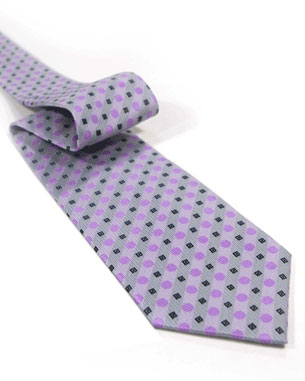 Moon Circles And Squares Tie in Silver/Purple/Black