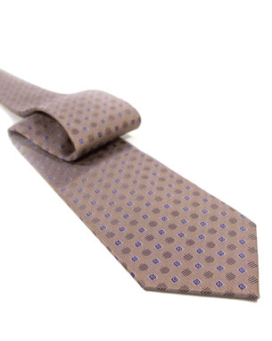 Moon Circles And Squares Tie in Brown/Navy Blue