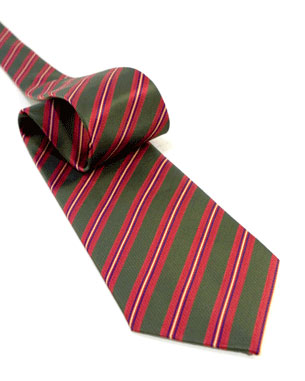 Four Colored Stripes Tie in Forest Green/Red/Navy Blue/Yellow
