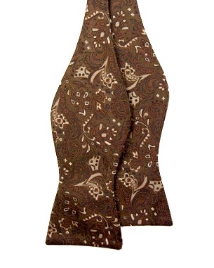 Floral Self Tie Non Silk Bow Ties in Dark Brown/Brown/Tan
