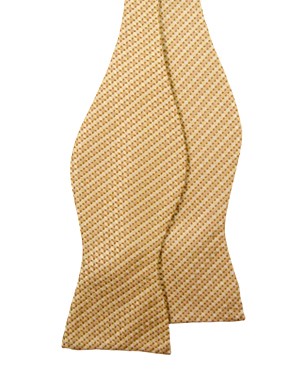Striped Self Tie Macclesfield Non Silk Bow Ties in Yellow/Dark Khaki