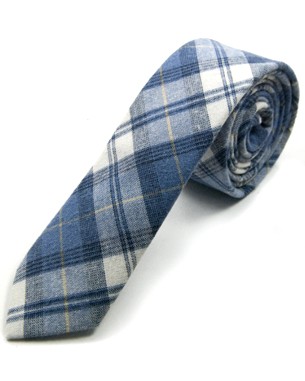 Light Blue Black White Yellow Skinny Cotton Ties in Light Blue/Black/White/Yellow