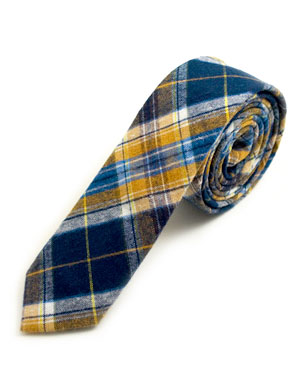 Blue Light Brown Light Blue Yellow Skinny Cotton Ties in Blue/Light Brown/Light Blue/Yellow