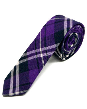 Purple Black White Skinny Cotton Ties in Purple/Black/White