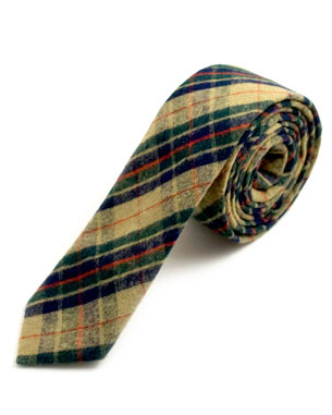 Dark Tan Blue Red Green Yellow Skinny Cotton Ties in Dark Tan/Blue/Red/Green/Yellow