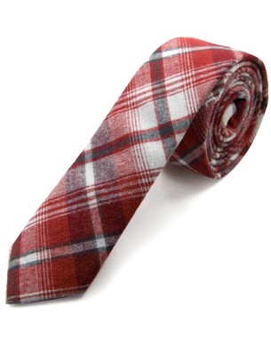 Red White Gray Skinny Cotton Ties in Red/White/Gray