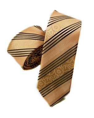 Floating Florals Skinny Tie in Orange Cream/Tan/Brown