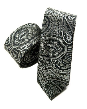 Paisley Power Skinny Tie in Gray/Black