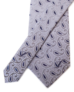 Paisley Potentials Tie in Gray/Silver/Dark Blue
