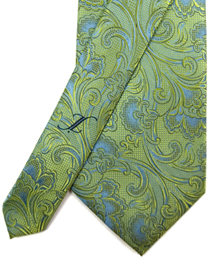 Poignant Profits Tie in Light Green/Metallic Light Blue