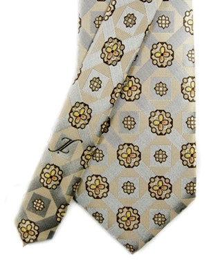 Voluminous Vessels Tie in Tan/Metallic Dark Silver/Brown/Yellow/Orange