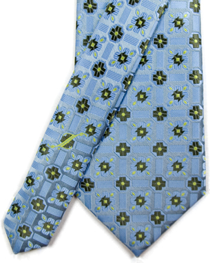 Powerful Plusses Tie in Light Blue/Olive Green/Lime Green