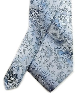 Poignant Profits Tie in Silver/Navy Blue/Metallic Light Blue