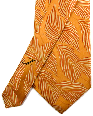 Leveraged Leaves Tie in Orange/Tan